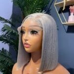 Gray straight bob wig