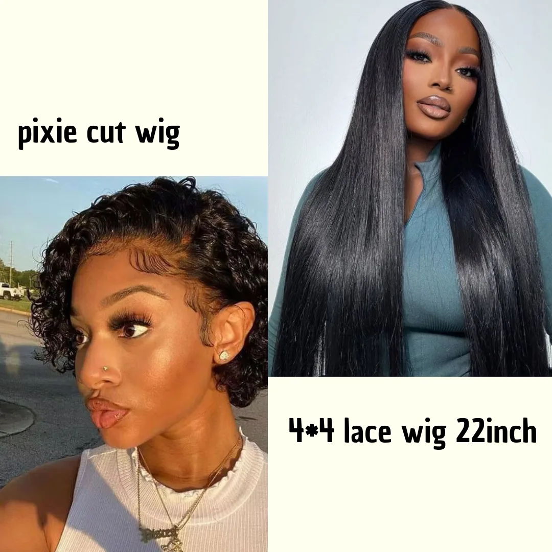 2 Wigs $150 for 4*4 lace wig 22inch and pixie cut - Image 1